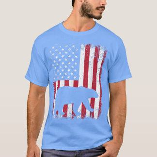 Retro Polar Beer Amerikaans Vlag Dier L T-shirt