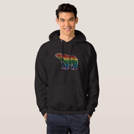 Retro Polar Beer Regenboog Lesbisch LGBT Gay Pride Hoodie (Voorkant volledig)