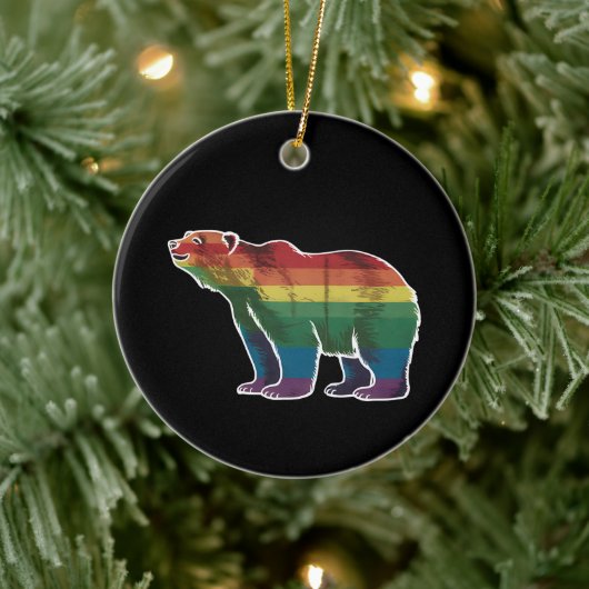 Retro Polar Beer Regenboog Lesbisch LGBT Gay Pride Keramisch Ornament (Boom)