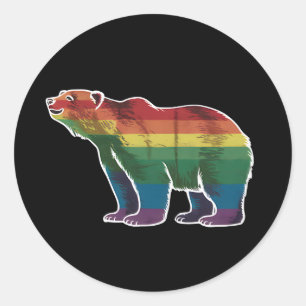Retro Polar Beer Regenboog Lesbisch LGBT Gay Pride Ronde Sticker
