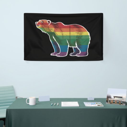 Retro Polar Beer Regenboog Lesbisch LGBT Gay Pride Spandoek (Beurs)