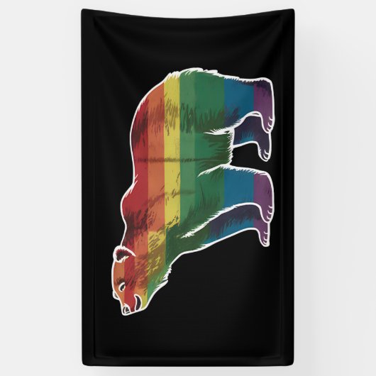 Retro Polar Beer Regenboog Lesbisch LGBT Gay Pride Spandoek (Verticaal)