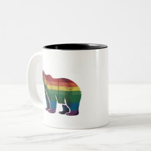 Retro Polar Beer Regenboog Lesbisch LGBT Gay Pride Tweekleurige Koffiemok (Voorkant links)