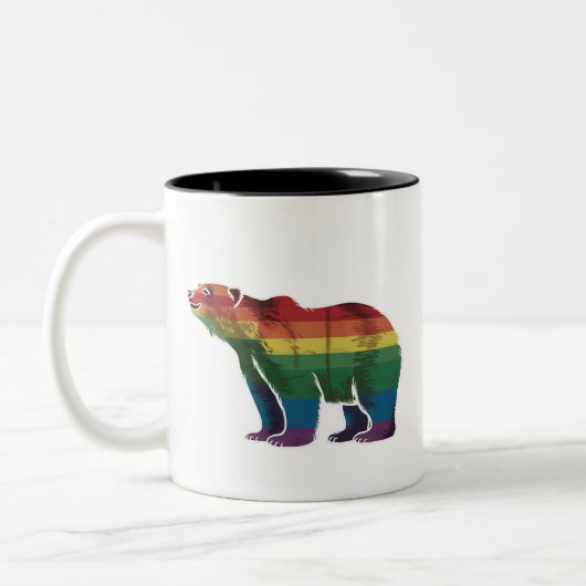 Retro Polar Beer Regenboog Lesbisch LGBT Gay Pride Tweekleurige Koffiemok (Links)