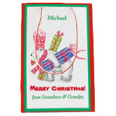 Retro Polar met kerstcadeautjes op maat Medium Cadeauzakje (Voorkant)