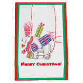 Retro Polar met kerstcadeautjes op maat Medium Cadeauzakje (Achterkant)