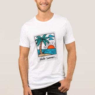 Retro Polaroid Hallo Zomer Tropisch Strand Zonsond Tri-Blend Shirt
