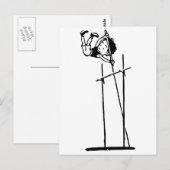 Retro Pole Vault Briefkaart (Voorkant / Achterkant)