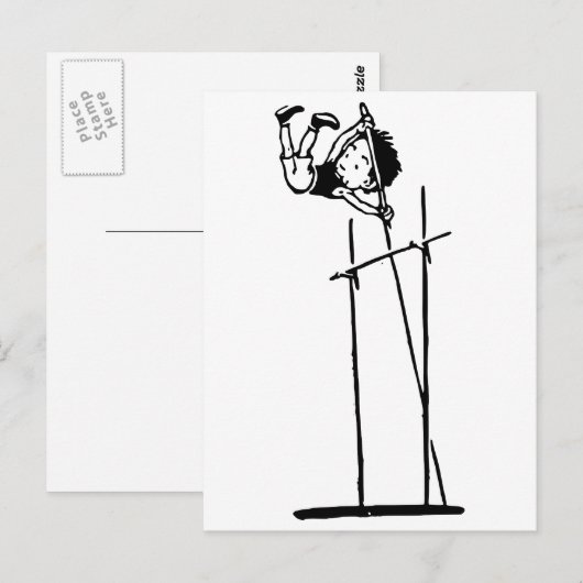 Retro Pole Vault Briefkaart (Voorkant / Achterkant)
