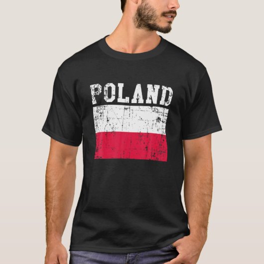 Retro  Polen vlag Poolse wortels T-shirt (Voorkant)