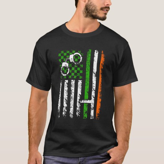 Retro Police ons vlag Shamrock St Patrick Day Cost T-shirt (Voorkant)
