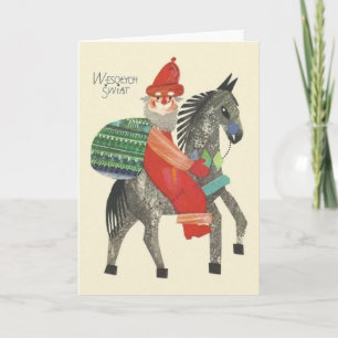 Retro Polish Christmas Wenskaart Feestdagen Kaart