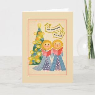 Retro Polish Christmas Wenskaart Feestdagen Kaart