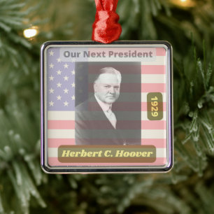 Retro Political Herbert Hoover President Art 1929 Metalen Ornament