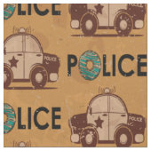 Retro Politie Auto Donuts Bruin Stof (Close Up)