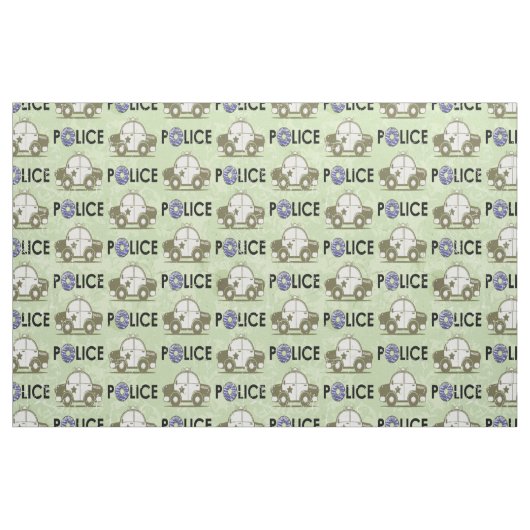 Retro politie auto donuts groen stof (Fat Quarter)