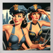Retro politie meisjes poster (Voorkant)