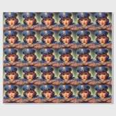 retro politieagente cadeaupapier (Vlak)