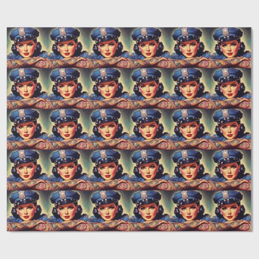 retro politieagente cadeaupapier (Vlak)