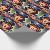 retro politieagente cadeaupapier (Hoek)