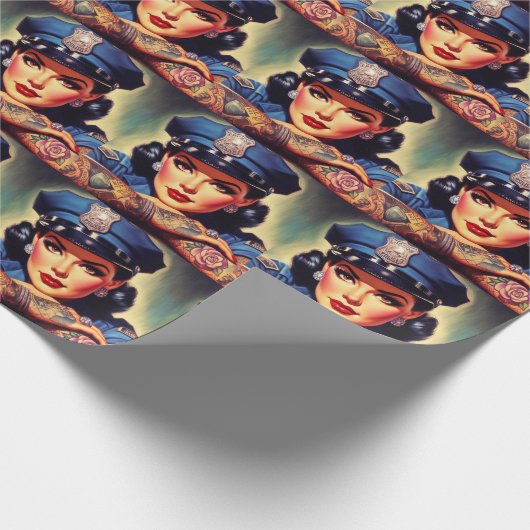 retro politieagente cadeaupapier (Hoek)