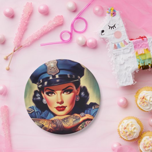 retro politieagente papieren bordje (Feest)