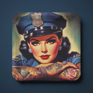 retro politieagente papieren bordje