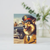 Retro politiehond schilderen briefkaart (Staand voorkant)