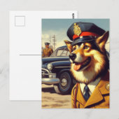 Retro politiehond schilderen briefkaart (Voorkant / Achterkant)