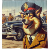 Retro politiehond schilderen douchegordijn (Voorkant)