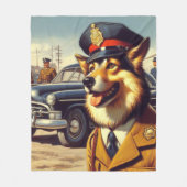 Retro politiehond schilderen fleece deken (Voorkant)