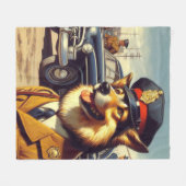 Retro politiehond schilderen fleece deken (Voorkant (Horizontaal))