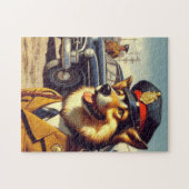 Retro politiehond schilderen legpuzzel (Horizontaal)