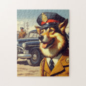 Retro politiehond schilderen legpuzzel (Verticaal)