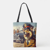 Retro politiehond schilderen tote bag (Achterkant)