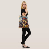 Retro politiehond schilderen tote bag (Op model)