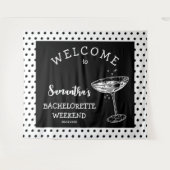 Retro Polka Bachelorette Party Achtergrond Cocktai Wandkleed (Voorkant (horizontaal))