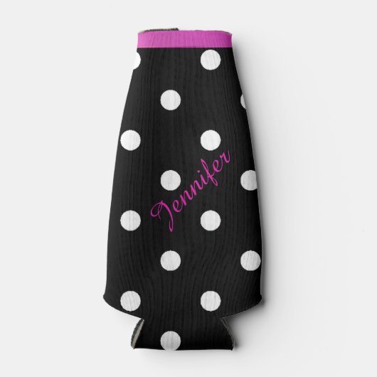 Retro Polka Dot Aangepaste Fles Koeler (Voorkant)