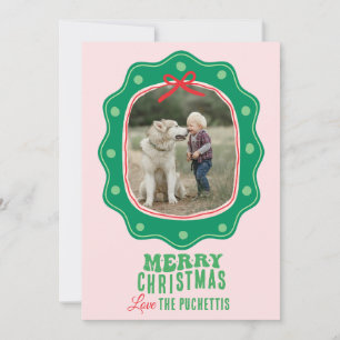 Retro Polka Dot Afbeelding Lijst Kerst Feestdagenkaart