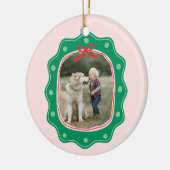 Retro Polka Dot Afbeelding Lijst Kerst Keramisch Ornament (Links)