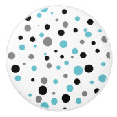 Retro Polka-dot blauwgroen zwarte grijze keramisch Keramische Knop (Voorkant)