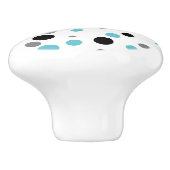 Retro Polka-dot blauwgroen zwarte grijze keramisch Keramische Knop (Zijkant)