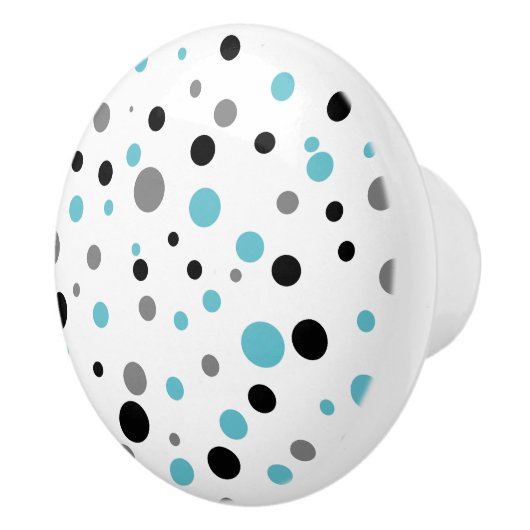 Retro Polka-dot blauwgroen zwarte grijze keramisch Keramische Knop (Rechts)