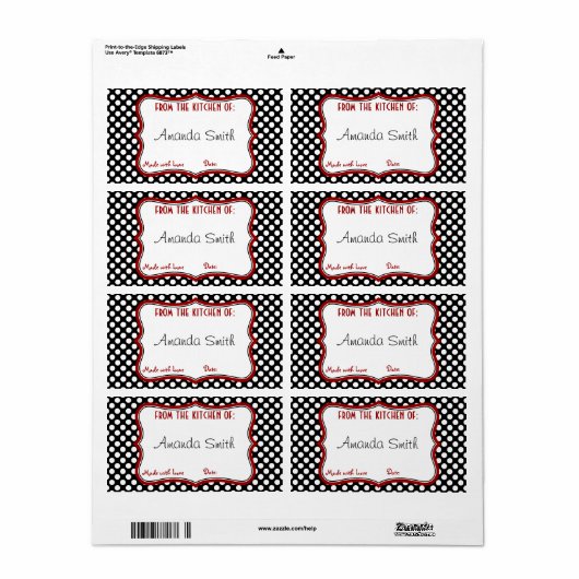 Retro Polka Dot blikken Label (Full Sheet)