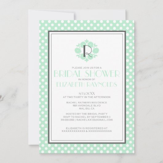 Retro Polka Dot Bridal Shower Invitations Kaart (Voorkant)