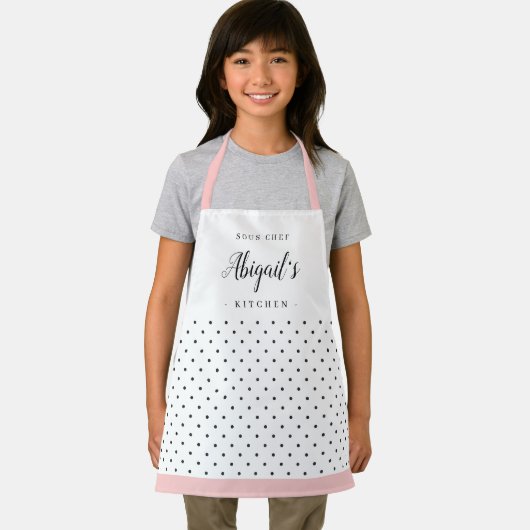Retro polka dot children's personalized cooking schort (Insitu)