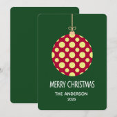 Retro Polka Dot Christmas Ornament Holiday Card Feestdagenkaart (Voorkant / Achterkant)