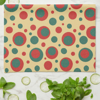Retro Polka Dot Circles Keukenhanddoek