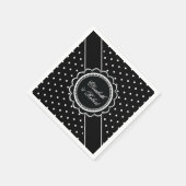 Retro Polka Dot Elegant Zwart-wit Huwelijk Servet (Hoek)