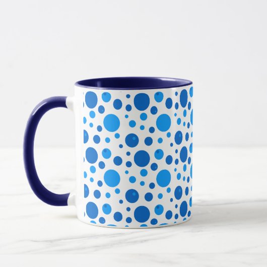 Retro Polka Dot en cirkels Patroon in Blues Mok (Links)